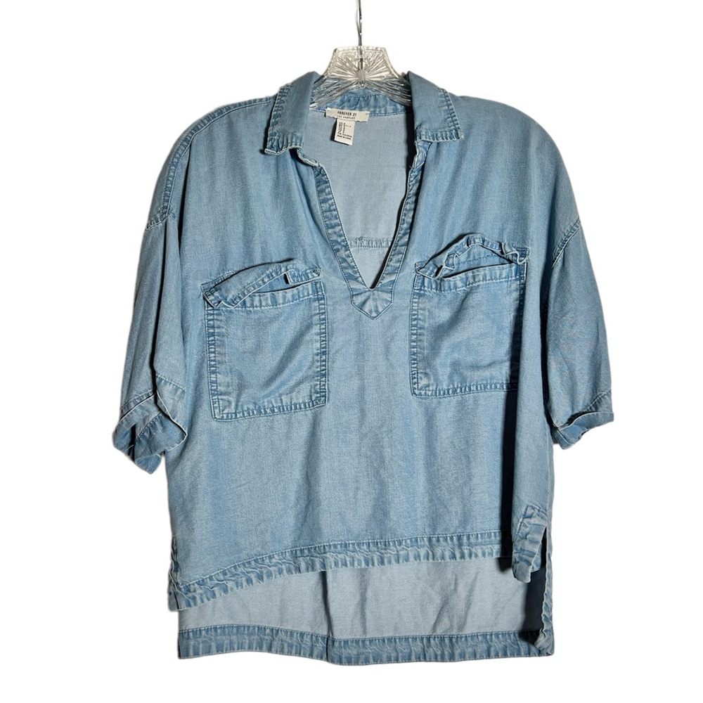 Forever 21 Loose Denim Shirt Top Size Small